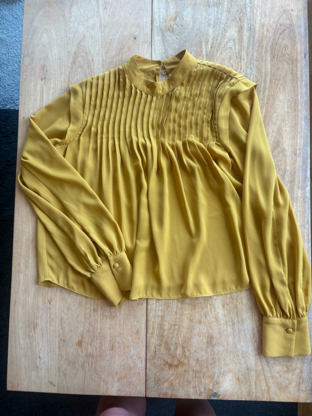 Babaton- Mustard Pleated High-Neck Blouse - Women S
